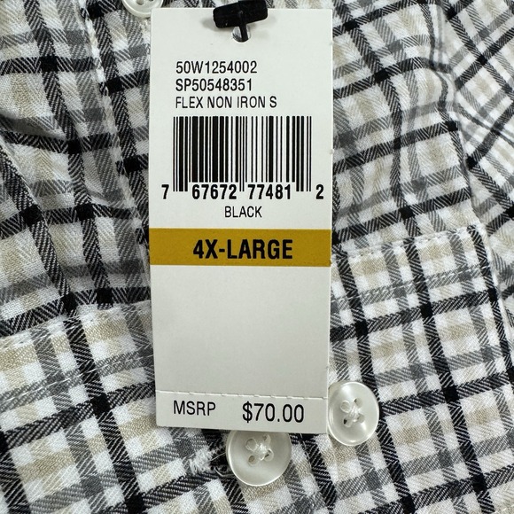 Mens 4XL Dress Shirt-Van Heusen Flex Easy Care Plaid Soft Touch Brown Black NWT - Picture 5 of 8